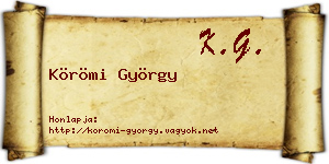 Körömi György névjegykártya